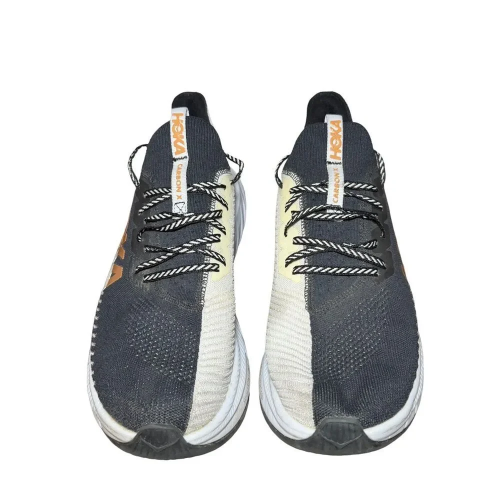 Hoka Men's Black White and Tan Running Shoe - Carbon X 2 Style size 13 D